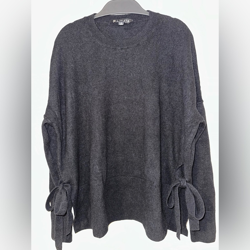 Athleta Black 100% Cashmere Sweater with Tie Details LIKE NEW